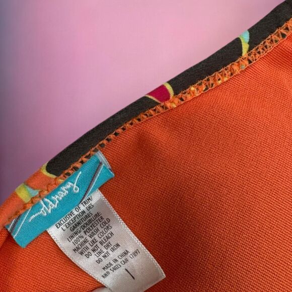 y2k coconut girl style multicolor orange paisley floral halter tie bikini top🎀 - Picture 6 of 7